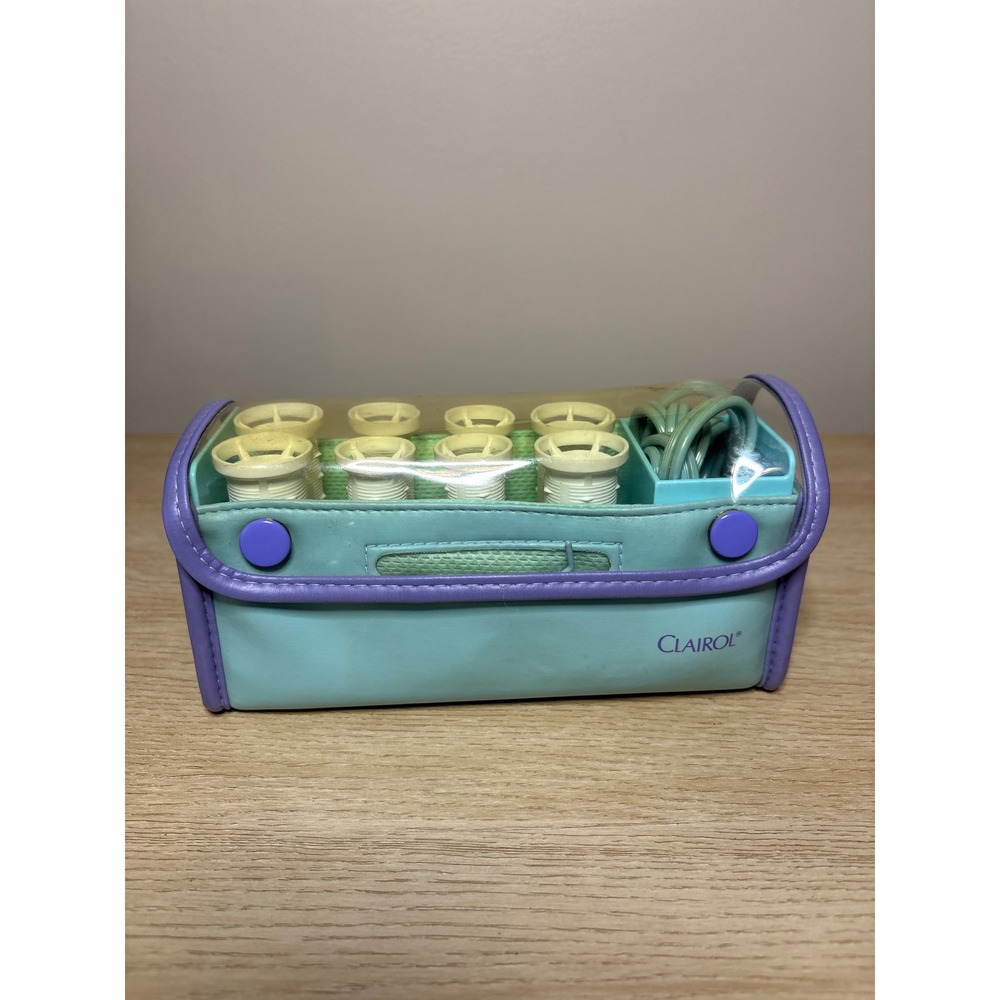 Vintage Clairol Set To Go TS-8 Teal Purple 8 Hot Rollers 80s 90s Tested Woks